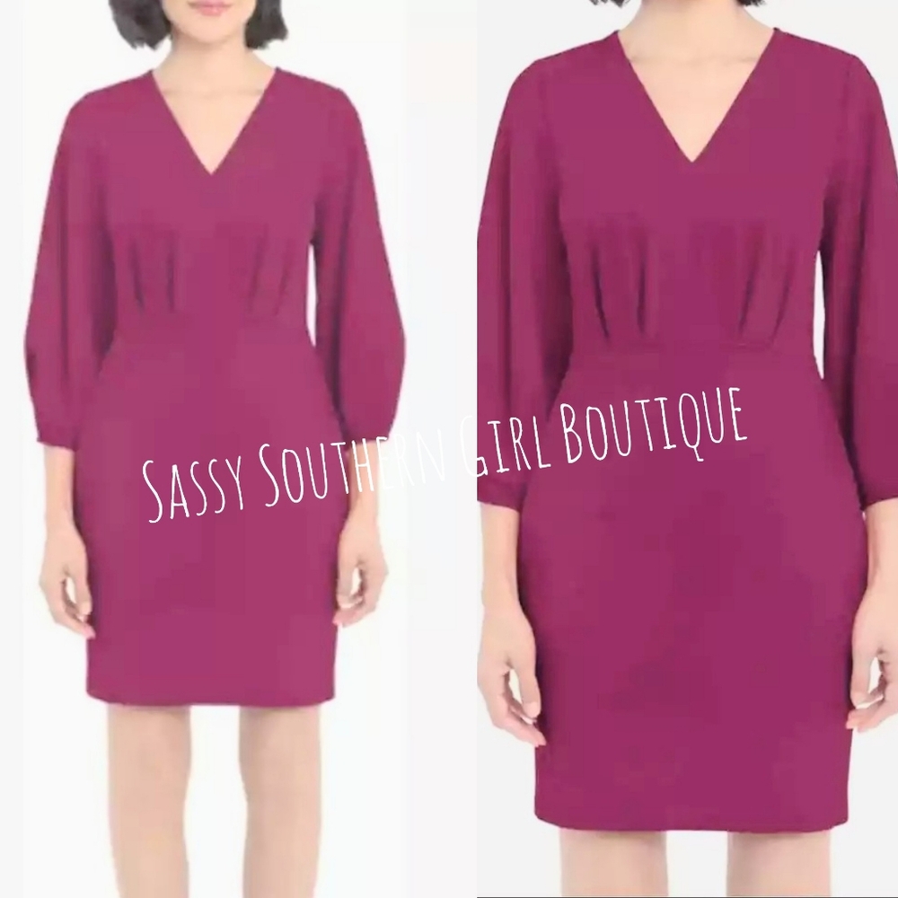 🆕⭐ DONNA MORGAN magenta midi dress - Picture 3 of 14